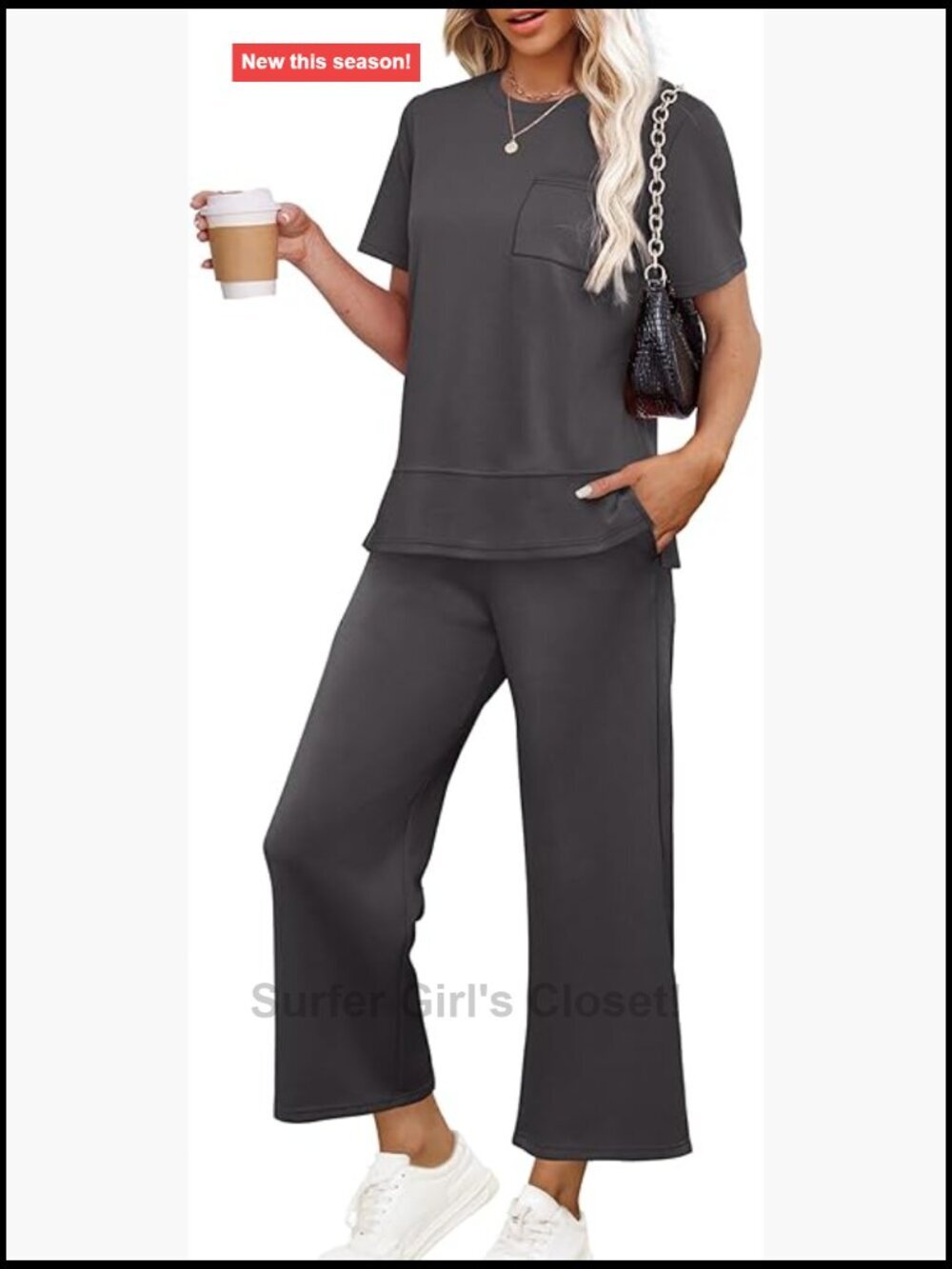 Women's Lounge Set Wide Leg Side Slit Tracksuit Vacation Outfit S-3XL